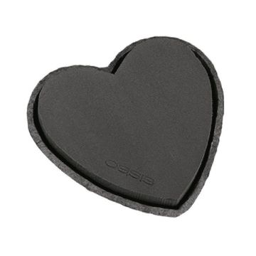 OASIS® Black Ideal schiuma da composizione a umido a forma di cuore, vaschetta in carta riciclata Biolit, nera, 34x33x5,5 cm