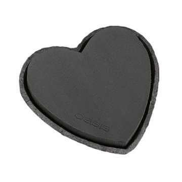 OASIS® Black Ideal schiuma da composizione a umido a forma di cuore, vaschetta in carta riciclata Biolit, nera, 28x25,5x4 cm