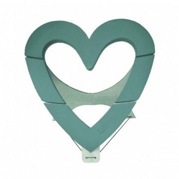 OASIS® schiuma da infilaggio a umido a forma di cuore aperto, decorazioni per matrimoni, base in legno Bioline, supporto in legno, verde, 43,5x43x4 cm