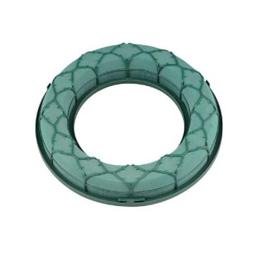 OASIS® Ideal schiuma da infioristica umida ad anello con base in plastica, griglia, verde, 4 cm, Ø 27 cm