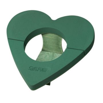 OASIS® Spugna da infilare a umido a forma di cuore per urne, composizioni floreali funebri, base in legno Bioline, supporto in legno, verde, 52x52x5cm