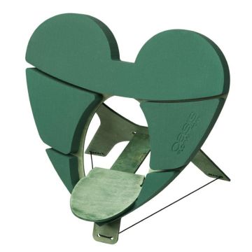 Spugna da infilaggio a umido OASIS® Urnenherz, composizioni floreali funebri, base in legno Bioline, supporto in legno, verde, 46x46,5x4 cm