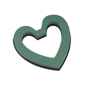 OASIS® Ideal, base umida a forma di cuore aperto, decorazioni nuziali, base in plastica, occhiello di sospensione, verde, 22 x 21,5 x 3 cm
