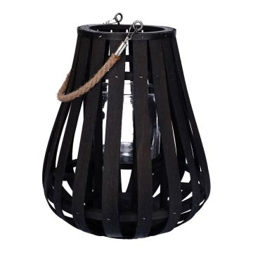 Lanterna di rattan ALVARU, con vetro per candela, manico, nero, 31cm, Ø24cm Lanterna di rattan ALVARU, con vetro per candela, manico, nero, 31cm, Ø24cm