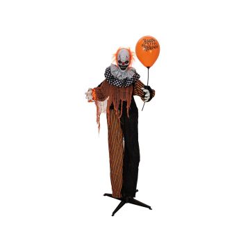 Clown terrificante di Halloween MAMORUN, palloncino, funzione movimento-suono, LED, 80x40x170cm Clown terrificante di Halloween MAMORUN, palloncino, funzione movimento-suono, LED, 80x40x170cm