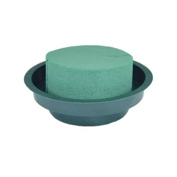 OASIS® Ideal, massa da inserimento a umido, cilindro in vaschetta di plastica, verde, 5 cm, Ø 12 cm