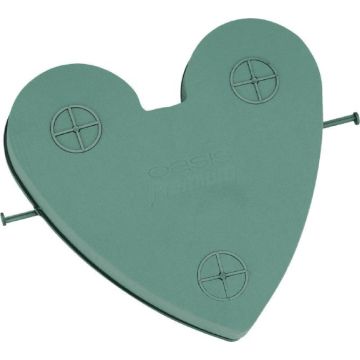 OASIS® Schiuma da infilaggio a umido Auto Cuore, decorazioni per matrimoni, base in plastica, con ventosa, verde, 42x40x7,5 cm