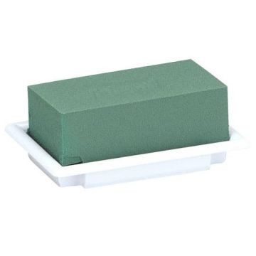 Spugna da composizione a umido OASIS® rettangolare per composizioni floreali, in vaschetta in Papercompound, bianco-verde, 13x9x5 cm