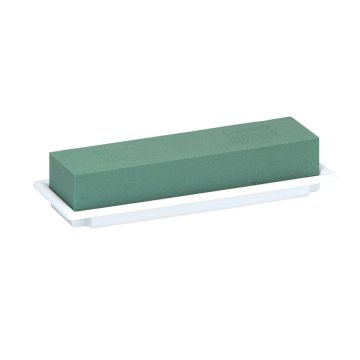 Spugna da composizione umida OASIS® rettangolare per composizioni floreali, in vaschetta in Papercompound, bianco-verde, 25x9x5 cm