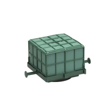 OASIS® Materiale da infioristica umido per Auto Corso, decorazioni nuziali, base in plastica, griglia, ventosa, verde, 11x11x9 cm
