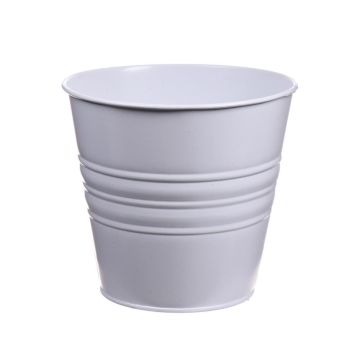 Vaso rotondo MICOLATO con scanalature, zinco, bianco, 16cm, Ø18,5cm