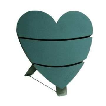 Spugna da infilaggio a umido OASIS® a forma di cuore, decorazioni per matrimoni, base in legno Bioline, supporto in legno, verde, 43,5x43x4,5 cm