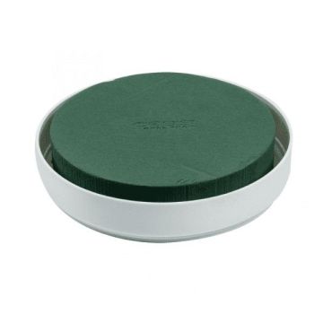 OASIS® Vaschetta rotonda di base umida per composizioni floreali, in contenitore di plastica, verde-bianco, 5 cm, Ø 30 cm