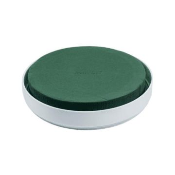 OASIS® Vaschetta rotonda di base umida per composizioni floreali, in contenitore di plastica, verde-bianco, 6 cm, Ø 25 cm
