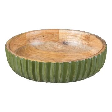 Ciotola decorativa MARAMA in legno di mango, scanalata, verde-naturale, 6 cm, Ø 20 cm Ciotola decorativa MARAMA in legno di mango, scanalata, verde-naturale, 6 cm, Ø 20 cm