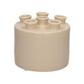 Vaso da fiori VIVIANNE con 6 aperture, dolomite, sabbia, 10,5 cm, Ø 12 cm