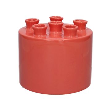 Vaso da fiori VIVIANNE con 6 aperture, dolomite, salmone, 14,3 cm, Ø 17 cm