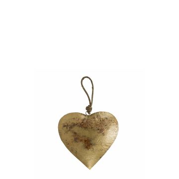 Ciondolo a forma di cuore in metallo DORANA, cordino di sospensione, dorato, Ø10cm