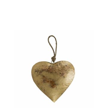 Ciondolo a forma di cuore DORANA in metallo, cordino di sospensione, dorato, Ø 13 cm Ciondolo a forma di cuore DORANA in metallo, cordino di sospensione, dorato, Ø 13 cm