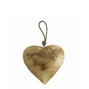 Ciondolo a forma di cuore DORANA in metallo, cordino di sospensione, dorato, Ø 17 cm Ciondolo a forma di cuore DORANA in metallo, cordino di sospensione, dorato, Ø 17 cm