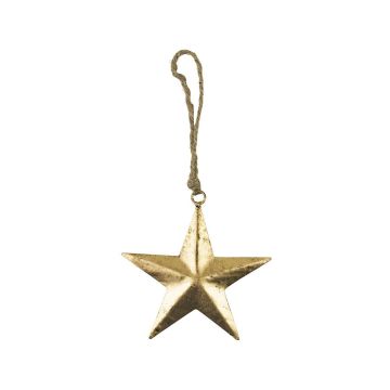 Ciondolo a forma di stella DORANA in metallo, cordino di sospensione, dorato, Ø 12 cm Ciondolo a forma di stella DORANA in metallo, cordino di sospensione, dorato, Ø 12 cm