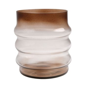 Vetro per candele MAKKURO con scanalature, arancione-marrone, 15cm, Ø15cm