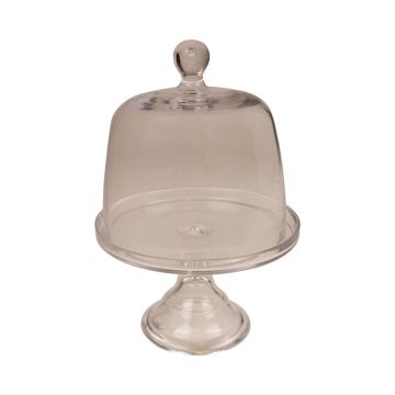 Campana in vetro per dolci DORABELLA con coperchio, supporto, trasparente, 22cm, Ø21cm
