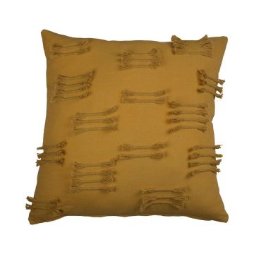 Cuscino decorativo ANISHA, giallo senape, con volant, 45x45cm
