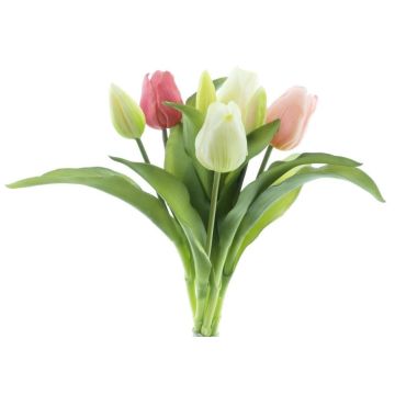 Mazzo di tulipani sintetici misti LONA, crema-rosa-fucsia, 30cm, Ø20cm