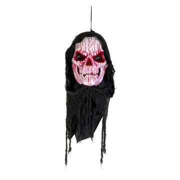 Teschio sanguinante di Halloween FRANKY, appeso, funzione sonora, LED, 80cm Teschio sanguinante di Halloween FRANKY, appeso, funzione sonora, LED, 80cm