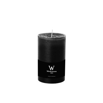 Candela a tronchetto AURORA, nera, 13cm, Ø7,8cm, 63 ore - Prodotto in Germania