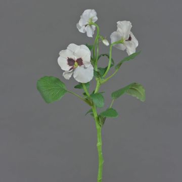 Ramo artificiale di viole del pensiero SIANIE, bianco-rosso bordeaux, 35 cm, Ø 5-6,5 cm