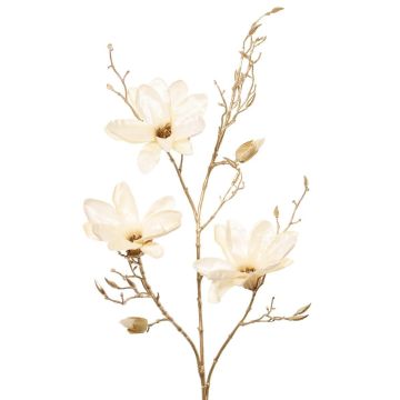 Ramo di magnolia in tessuto LEAFY, crema-oro, 115 cm