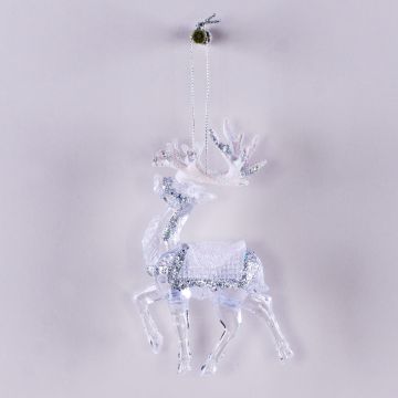 Ciondolo acrilico di cervo MATTHIS, glitter, trasparente-argento-bianco, 9x2x12cm Ciondolo acrilico di cervo MATTHIS, glitter, trasparente-argento-bianco, 9x2x12cm