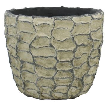 Copri-vaso in ceramica SILVAM con effetto strutturato, grigio scuro, 10,5cm, Ø12,5cm