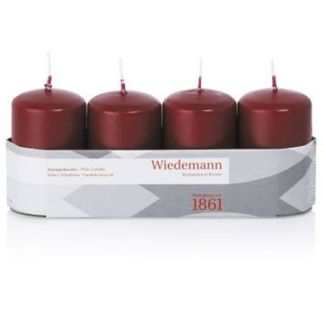 Candele dell'Avvento JENARO, 4 pezzi, bordeaux, 8cm, Ø5cm, 18h - Made in Germany