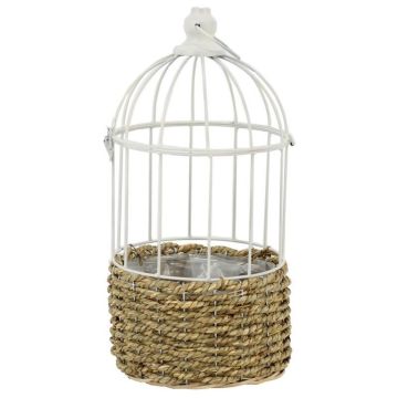 Casetta per uccelli e cesto per piante TUKFE in canna, da appendere, beige-bianco, 40 cm, Ø 18 cm Casetta per uccelli e cesto per piante TUKFE in canna, da appendere, beige-bianco, 40 cm, Ø 18 cm
