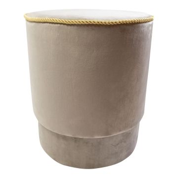 Pouf in velluto NANNA, bordo dorato, color champagne, 45 cm, Ø 38 cm Pouf in velluto NANNA, bordo dorato, color champagne, 45 cm, Ø 38 cm