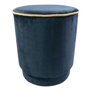Pouf in velluto NANNA, bordo dorato, blu navy, 45 cm, Ø 38 cm Pouf in velluto NANNA, bordo dorato, blu navy, 45 cm, Ø 38 cm