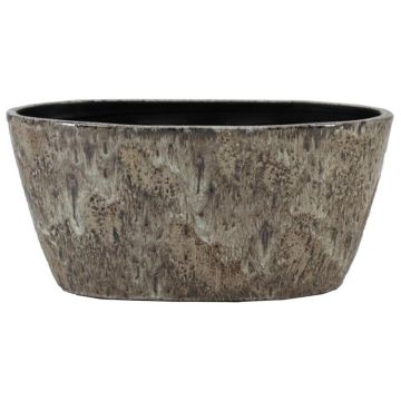 Ciotola ovale in terracotta VELUM con venature, color taupe, 32x15x15cm