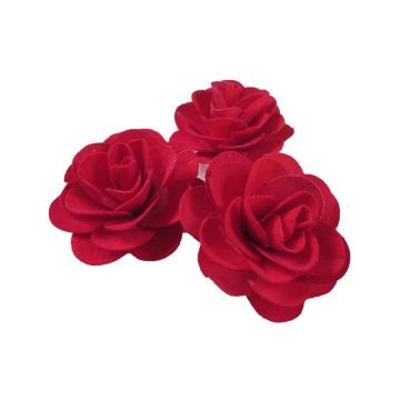Fiori di legno Rose DELPHINE, 5 pezzi, rossi, Ø 5 cm