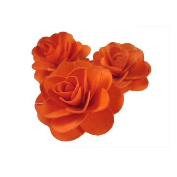 Rose in legno DELPHINE, 5 pezzi, arancione, Ø5cm