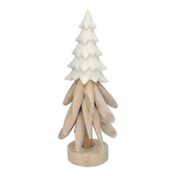 Figura decorativa albero di Natale TOJA in legno e ceramica, bianco naturale, 36 cm, Ø 13 cm Figura decorativa albero di Natale TOJA in legno e ceramica, bianco naturale, 36 cm, Ø 13 cm