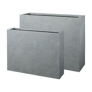 Fioriera rettangolare KIRIMA, 2 pezzi, fibra di vetro, grigio, 75x19x59 cm, 85x27x70 cm Fioriera rettangolare KIRIMA, 2 pezzi, fibra di vetro, grigio, 75x19x59 cm, 85x27x70 cm
