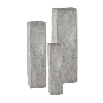 Colonna angolare per piante con piedistallo NARUKO, 3 pezzi, fibra di vetro, grigio, 20x20x80cm, 28x28x100cm, 35x35x120cm