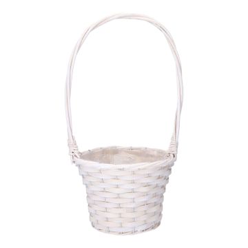 Cesto per piante BARONIKA con manico, vimini, bianco, 54 cm, Ø 30 cm Cesto per piante BARONIKA con manico, vimini, bianco, 54 cm, Ø 30 cm