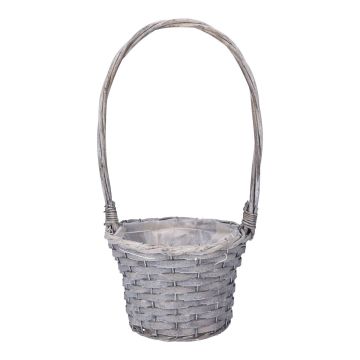 Cesto per piante BARONIKA con manico, vimini, grigio, 48 cm, Ø 25 cm Cesto per piante BARONIKA con manico, vimini, grigio, 48 cm, Ø 25 cm