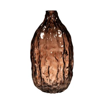 Vaso a bottiglia CLIFFORD con venature, vetro, marrone-trasparente, 22cm, Ø11,3cm