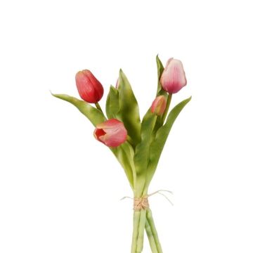 Mazzo di tulipani sintetici LEANA, fucsia-rosa-bianco, 30cm, Ø20cm
