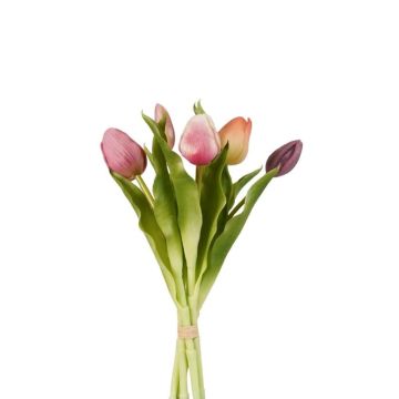 Mazzo di tulipani artificiali LEANA, rosa-color pesca-viola, 30cm, Ø20cm